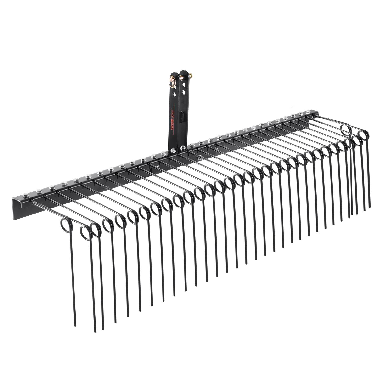 VEVOR Rateau paysager remorque, 1830 mm, 32 dents acier. Pour tracteur, feuilles, herbe.