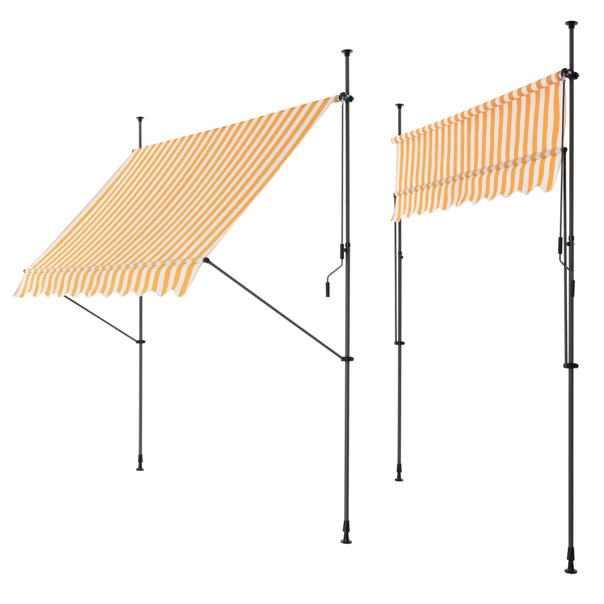Helloshop26 - Store banne téléscopique acier polyester 150 x 120 x 200-300 cm jaune blanc - Imagen 1