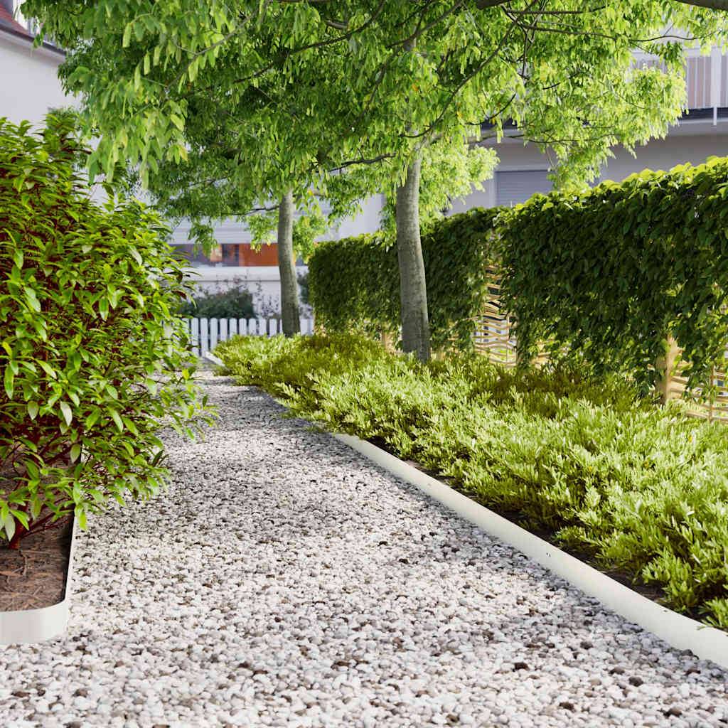 Bordure Massif Acier Laminé Souple Délimitation Espaces Verts 103x10cm Blanc - ComfortXL Outdoor Living - Image 1