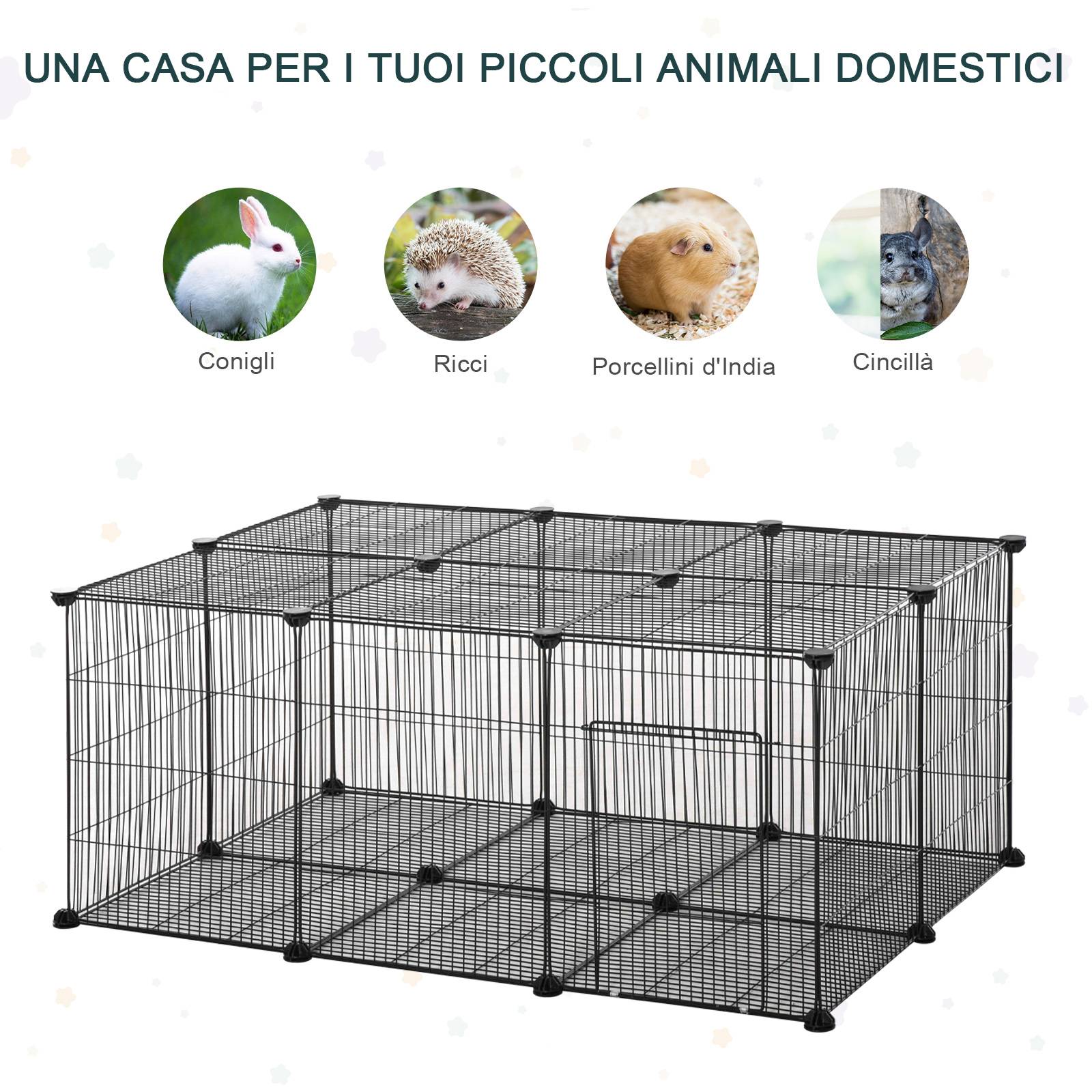 Enclos lapins métal pour cochons d'Inde parc intérieur 22 panneaux 105x70x45cm noir - ComfortXL Outdoor Living - Image 9