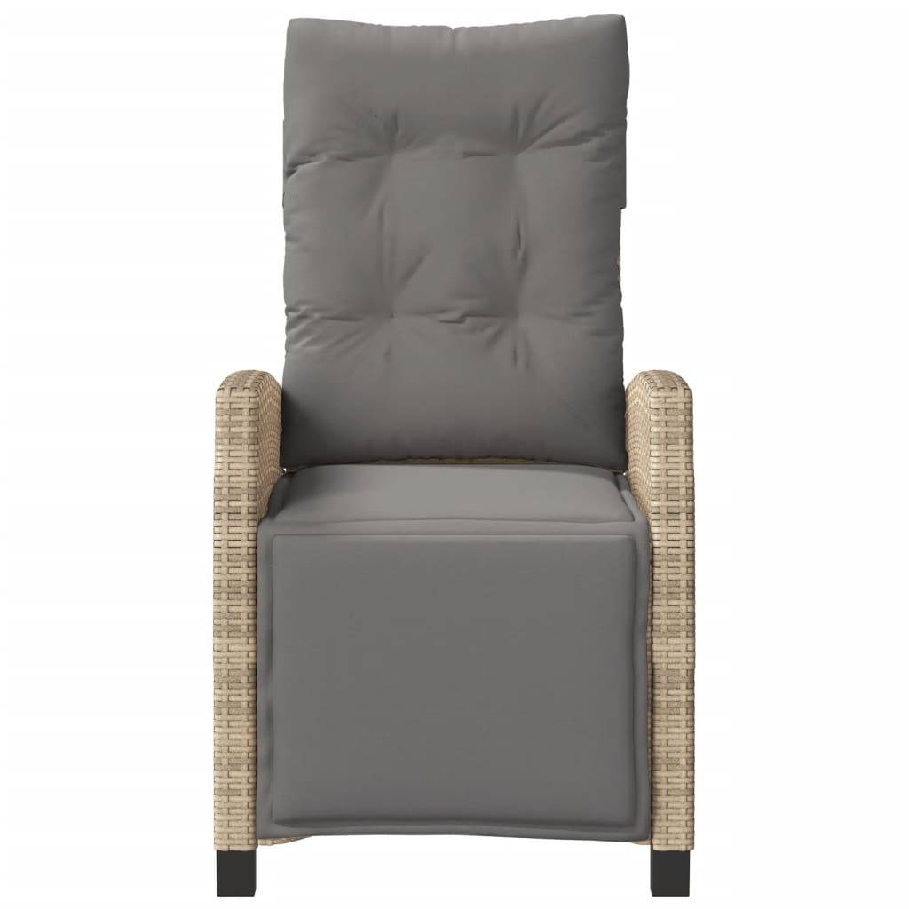 Chaise de jardin inclinable - Chaise d'extérieur - Fauteuil d'extérieur et repose-pied mélange beige rotin - MEUBLE PRO - Image 4