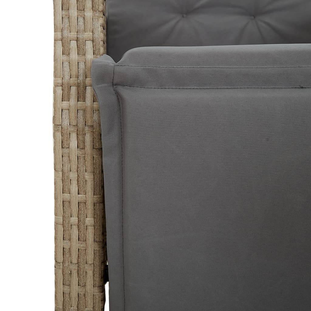 Chaise de jardin inclinable - Chaise d'extérieur - Fauteuil d'extérieur et repose-pied mélange beige rotin - MEUBLE PRO - Image 9
