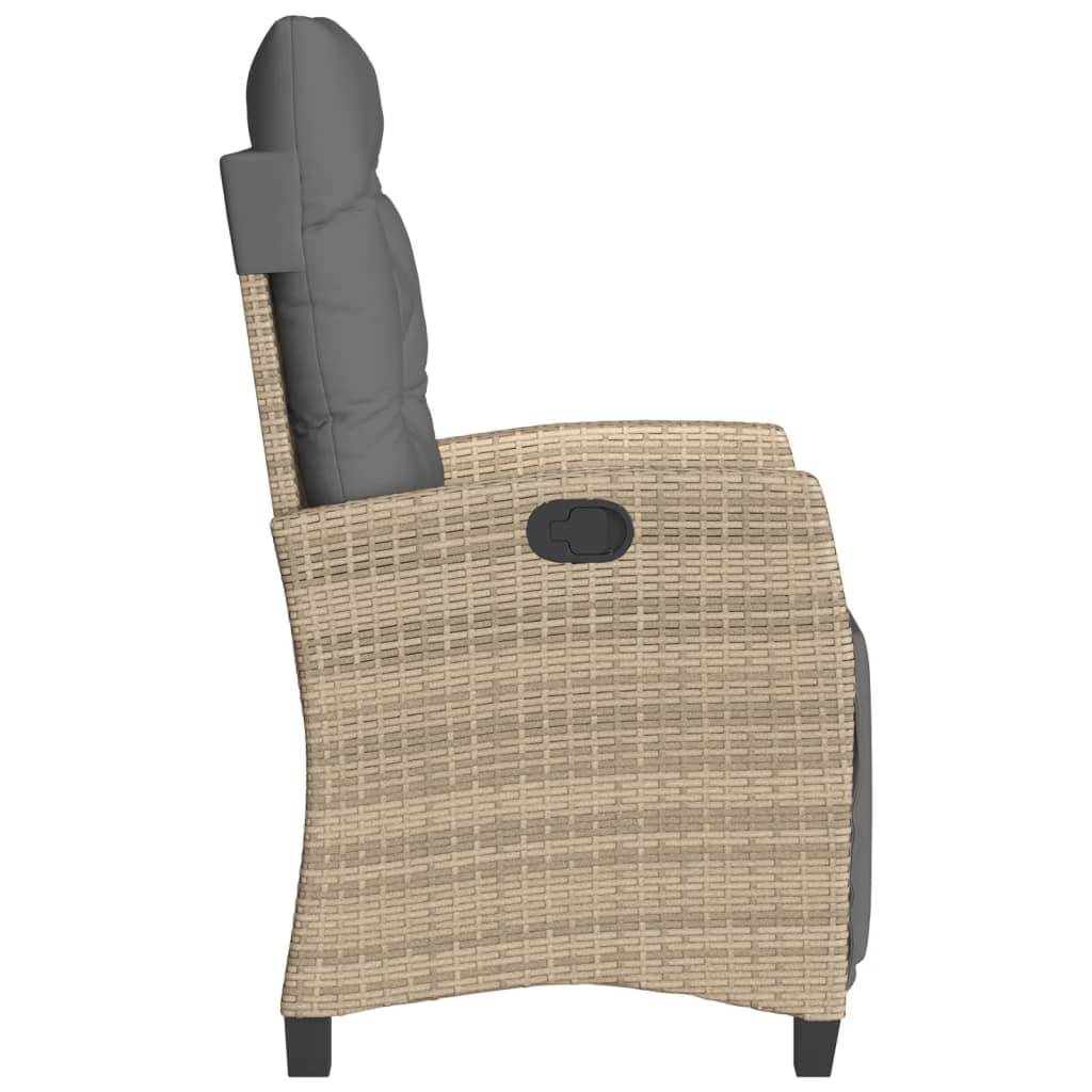 Chaise de jardin inclinable - Chaise d'extérieur - Fauteuil d'extérieur et repose-pied mélange beige rotin - MEUBLE PRO - Image 5