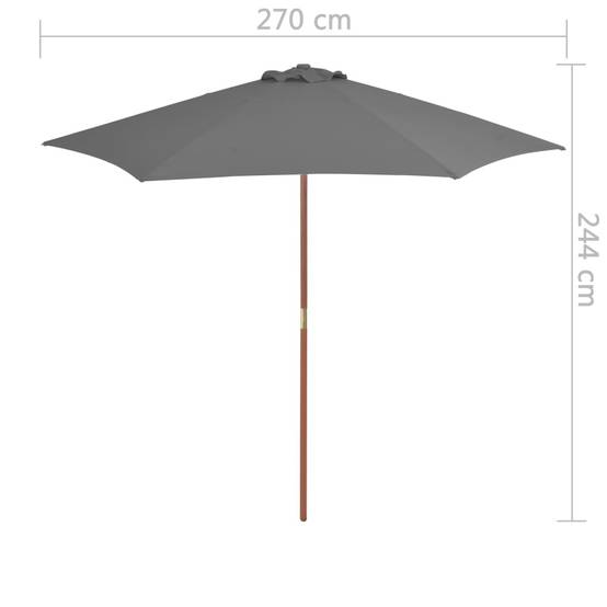 PANGIVO - Parasol d'extérieur avec mât en bois anthracite 270 x 244 cm - PANGIVO - Image 6