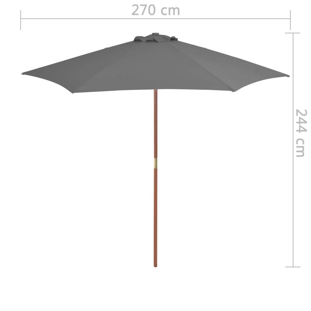 PANGIVO - Parasol d'extérieur avec mât en bois anthracite 270 x 244 cm - PANGIVO - Image 6