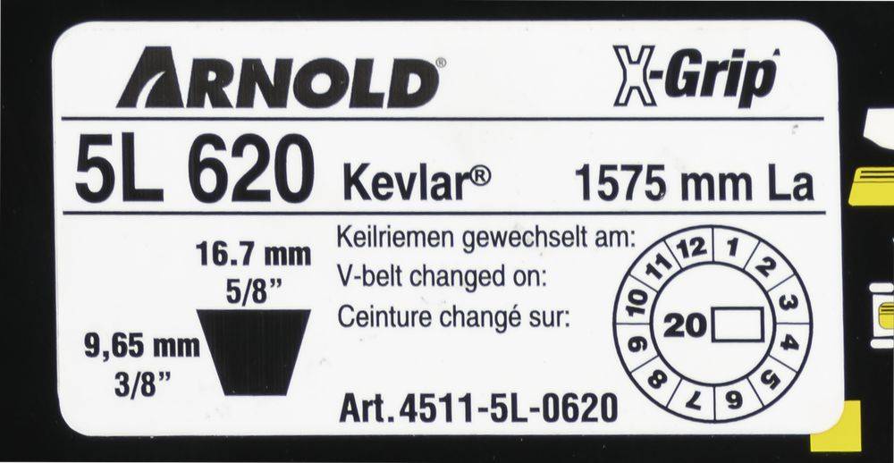 Arnold - Courroie trapézoïdale X-Grip V de type 5L620 Arnold - Imagen 2