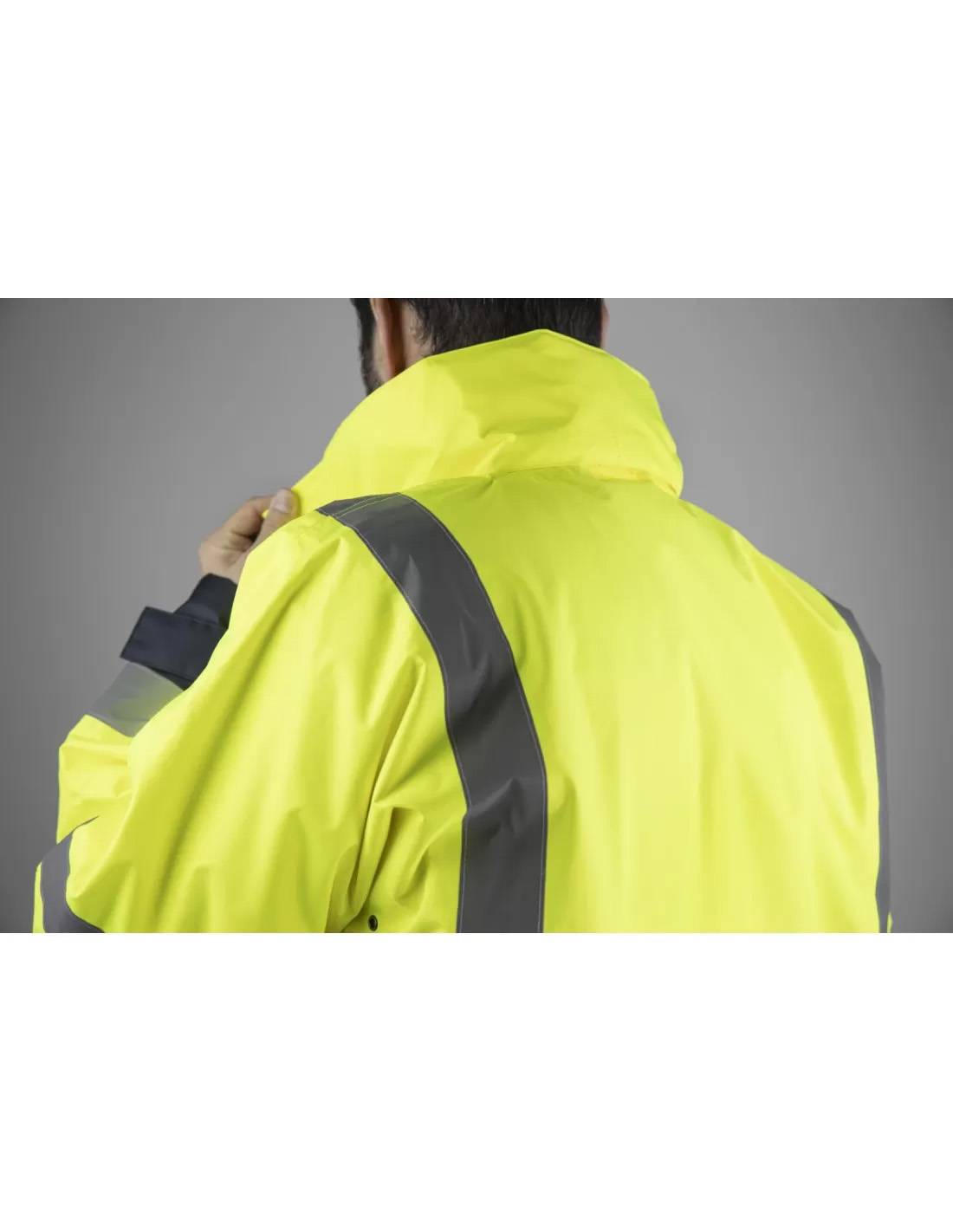 LMA - Veste haute visibilité imperméable - LMA - 2199-Jaune fluo / Marine-4XL - Imagen 2