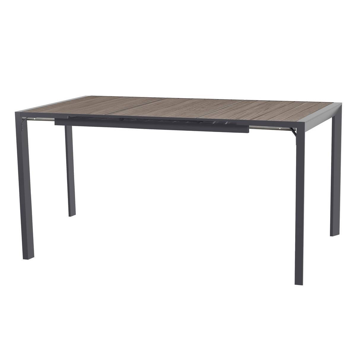 Hesperide - Table haute extensible de jardin "Evasion" seigle effet bois & graphite 8 places en aluminium traité époxy Hespéride - Imagen 1