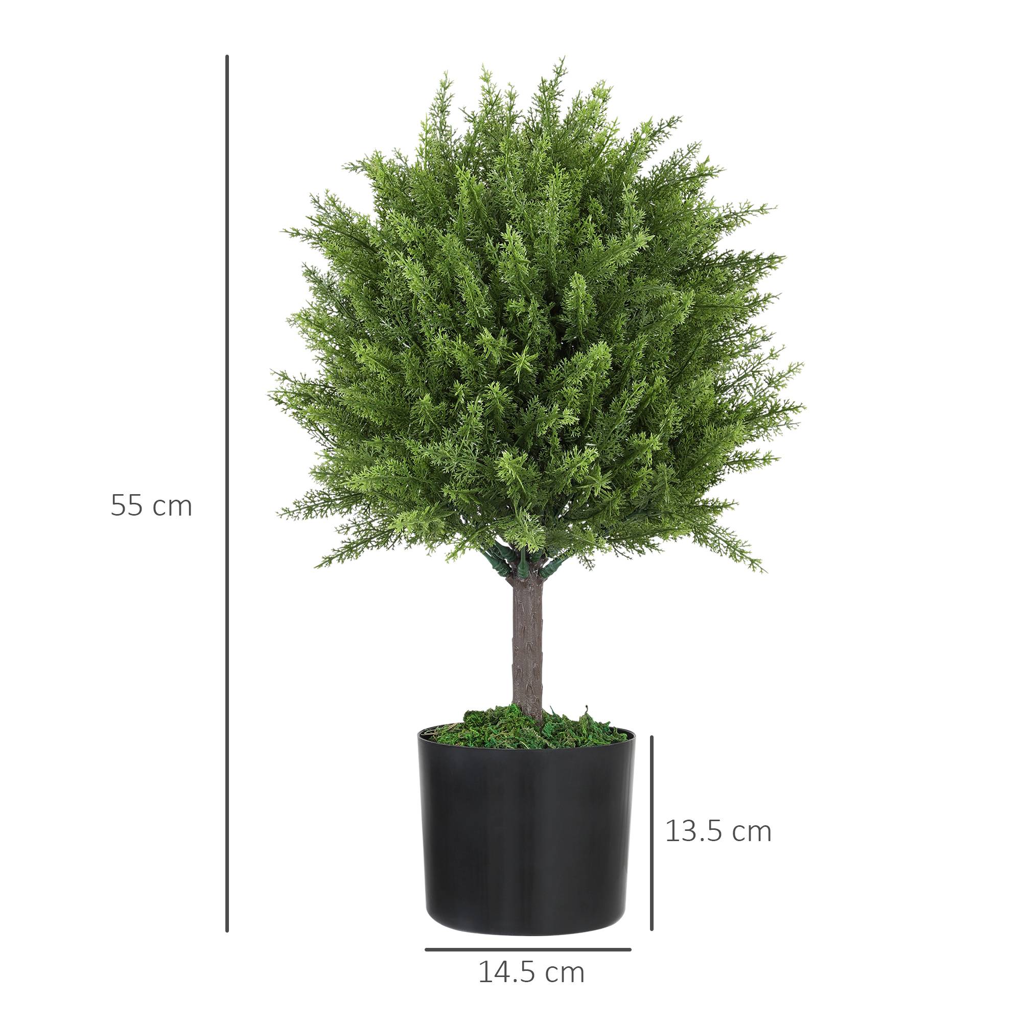 Sans Marque - Faux cèdre avec pot inclus, pour une utilisation intérieure et extérieure, hauteur 55 cm, vert - Image 5