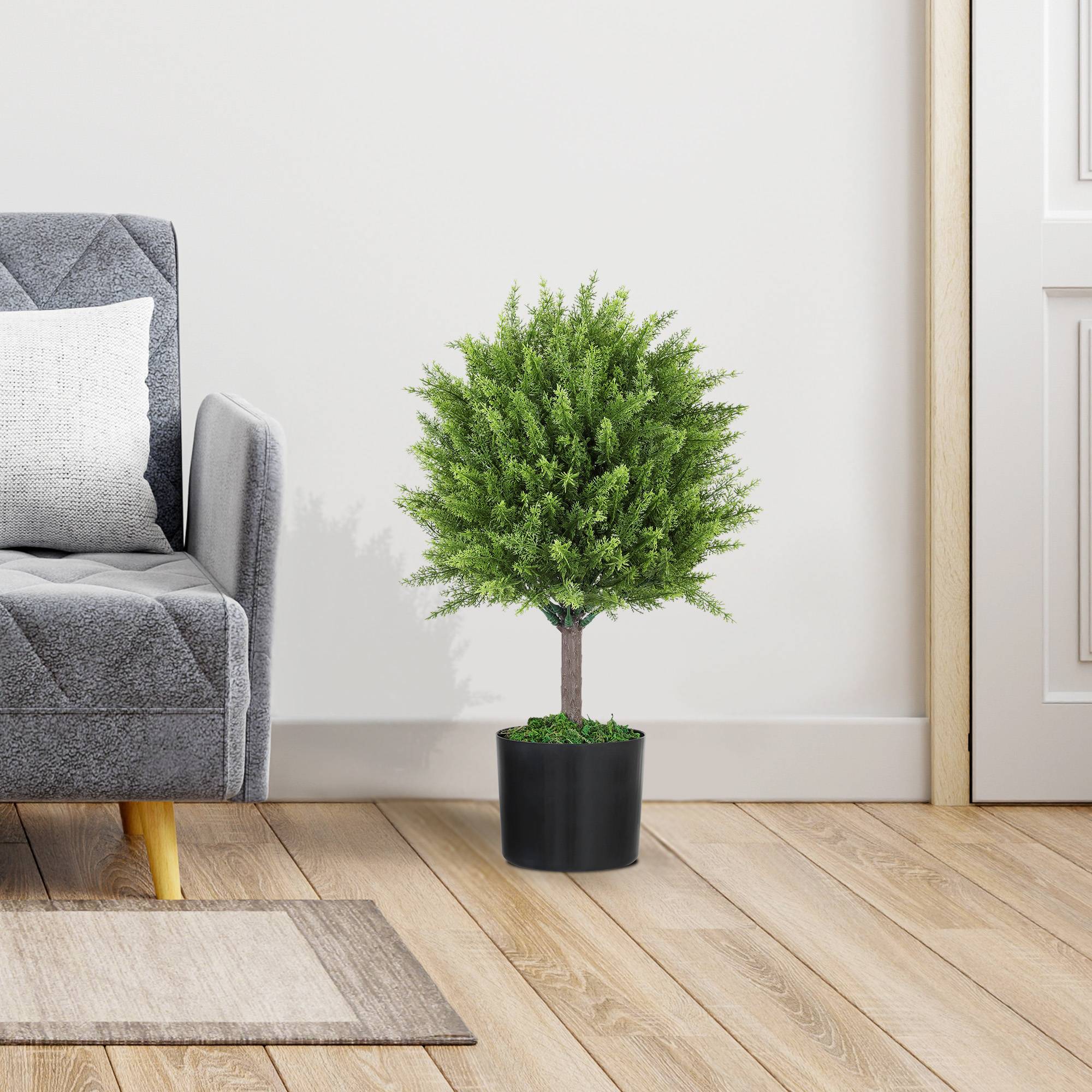 Sans Marque - Faux cèdre avec pot inclus, pour une utilisation intérieure et extérieure, hauteur 55 cm, vert - Image 4