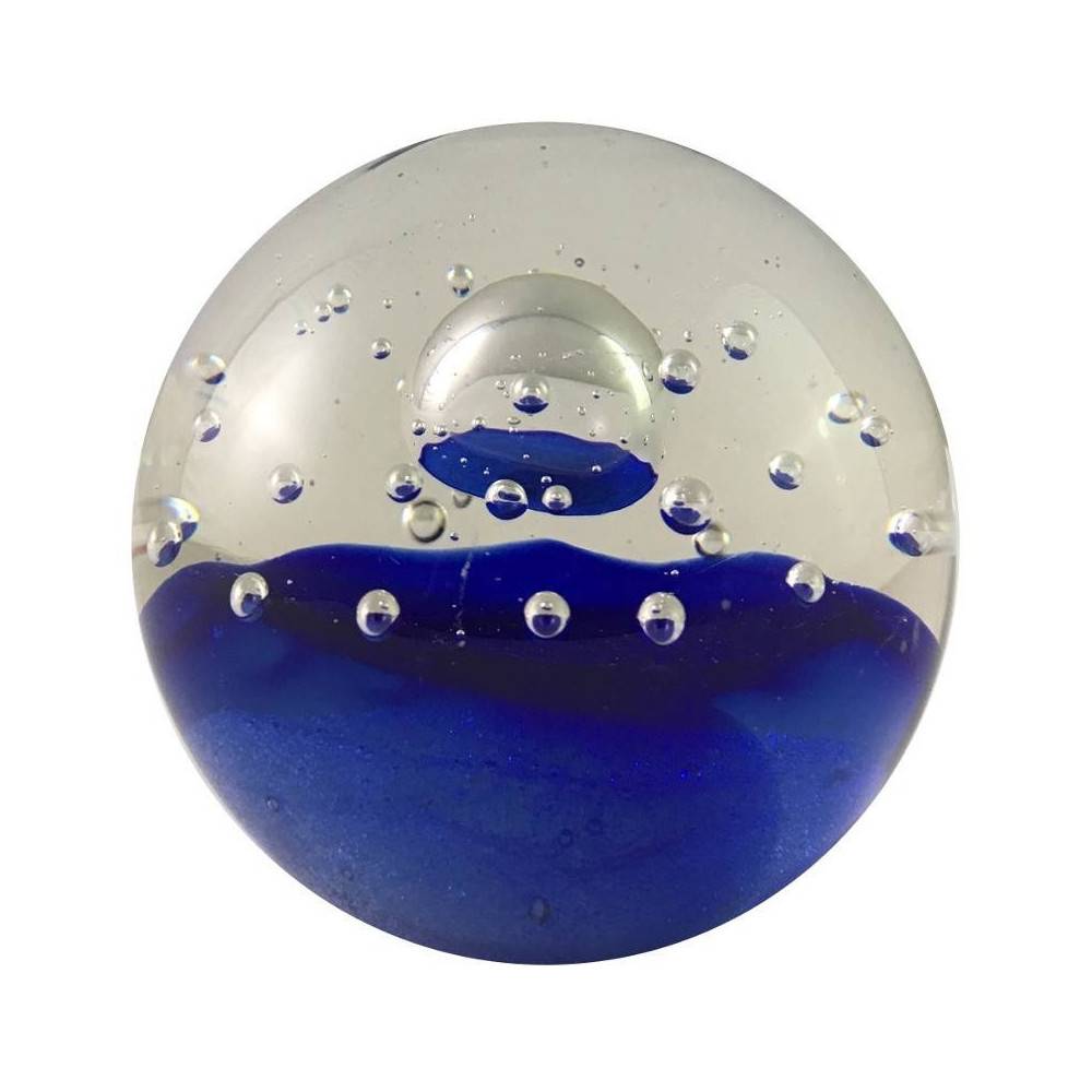 Presse papier sulfure "Mer" en verre bleu Ø.8 cm Chemin de campagne - Imagen 1