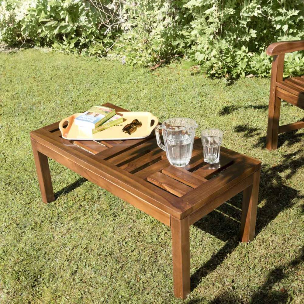 Macabane - MAEVA - Table basse de jardin rect. 100 x 50 cm en bois teck huilé - Imagen 3