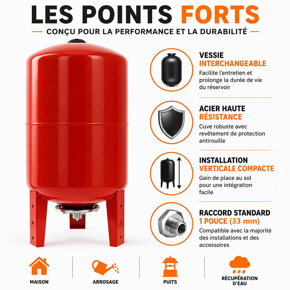 Gt Market - Réservoir pression à vessie vertical - 100 litres - GT MARKET - Image 4