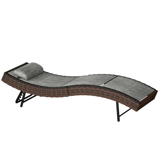 Transat Bain de Soleil Résine Tressée Jardin Dossier Inclinable 5 Positions 198cm Marron - ComfortXL Outdoor Living - Image 2