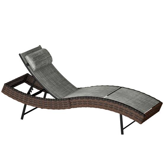 Transat Bain de Soleil Résine Tressée Jardin Dossier Inclinable 5 Positions 198cm Marron - ComfortXL Outdoor Living - Image 1