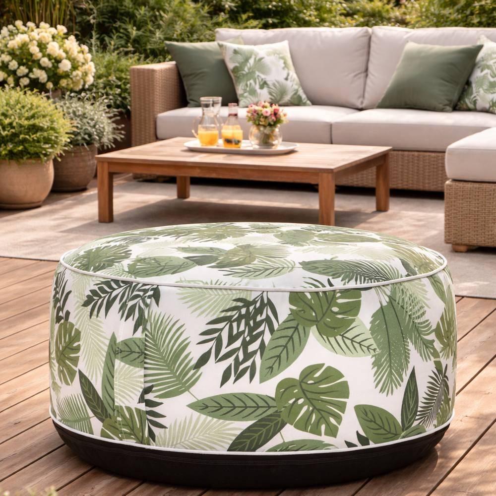 Sans Marque - Pouf extérieur gonflable rond déhoussable ⌀ 50 cm - Image 5