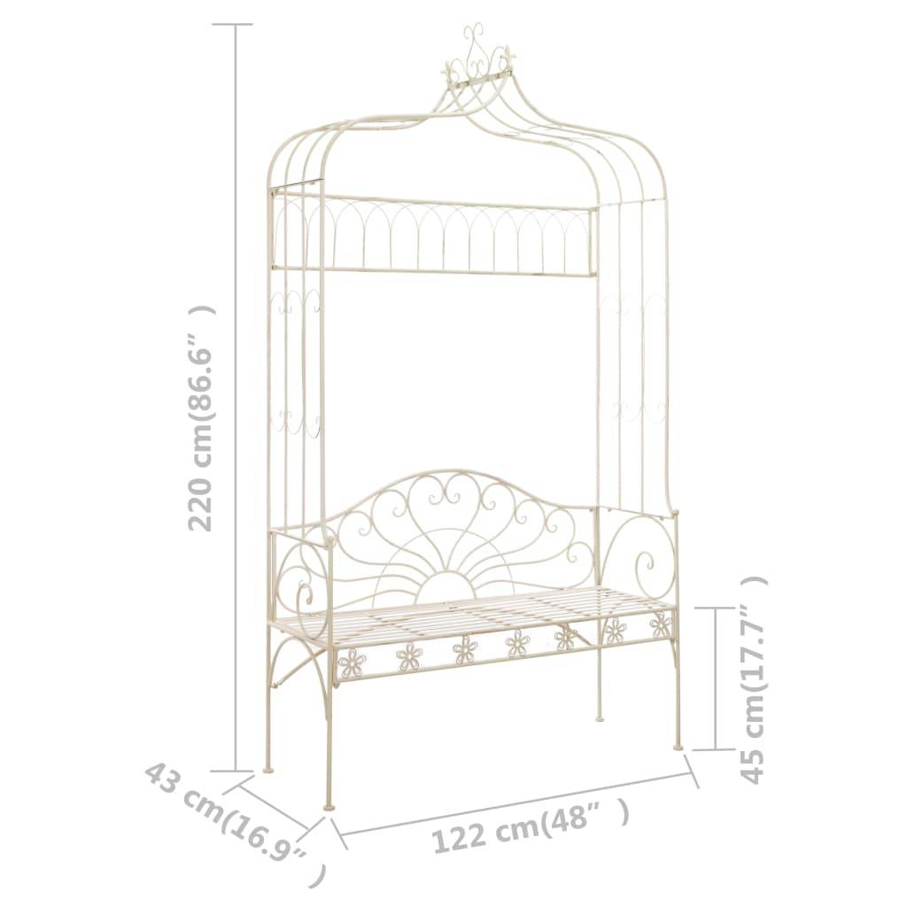 ComfortXL - Tonnelle de Jardin avec Banc Intégré Fer Forgé Style Antique Blanc 122 cm – ComfortXL Outdoor Living - Image 6