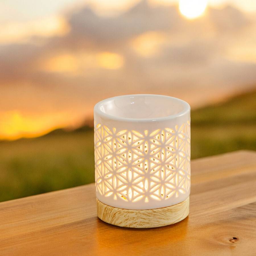Brûle-Parfum Céramy Fleur de Vie 50 ml - Objet Artisanal Porte-Bonheur - Déco Cadeau Symbolique - H 10,5 cm - Zen'Arôme - Image 5
