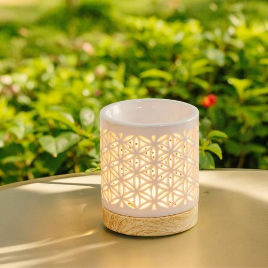 Brûle-Parfum Céramy Fleur de Vie 50 ml - Objet Artisanal Porte-Bonheur - Déco Cadeau Symbolique - H 10,5 cm - Zen'Arôme - Image 6