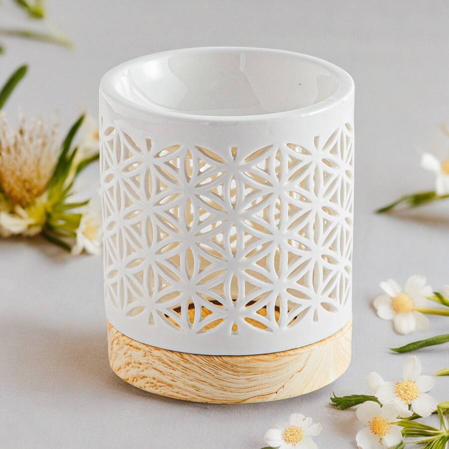 Brûle-Parfum Céramy Fleur de Vie 50 ml - Objet Artisanal Porte-Bonheur - Déco Cadeau Symbolique - H 10,5 cm - Zen'Arôme - Image 9