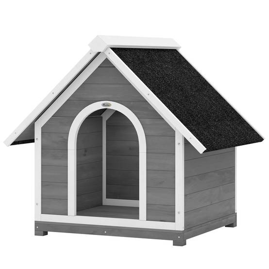 Niche chien extérieur bois abri jardin corps ouvrant toit asphalte 101x84x85cm gris - ComfortXL Outdoor Living - Image 2