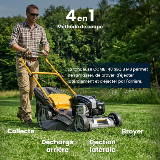 Stiga - Tondeuse thermique autotractée Combi 48 SEQ B MS, Moteur B&S 150 cc, Largeur 46 cm, 4-en-1 avec démarrage électrique - STIGA - Image 5