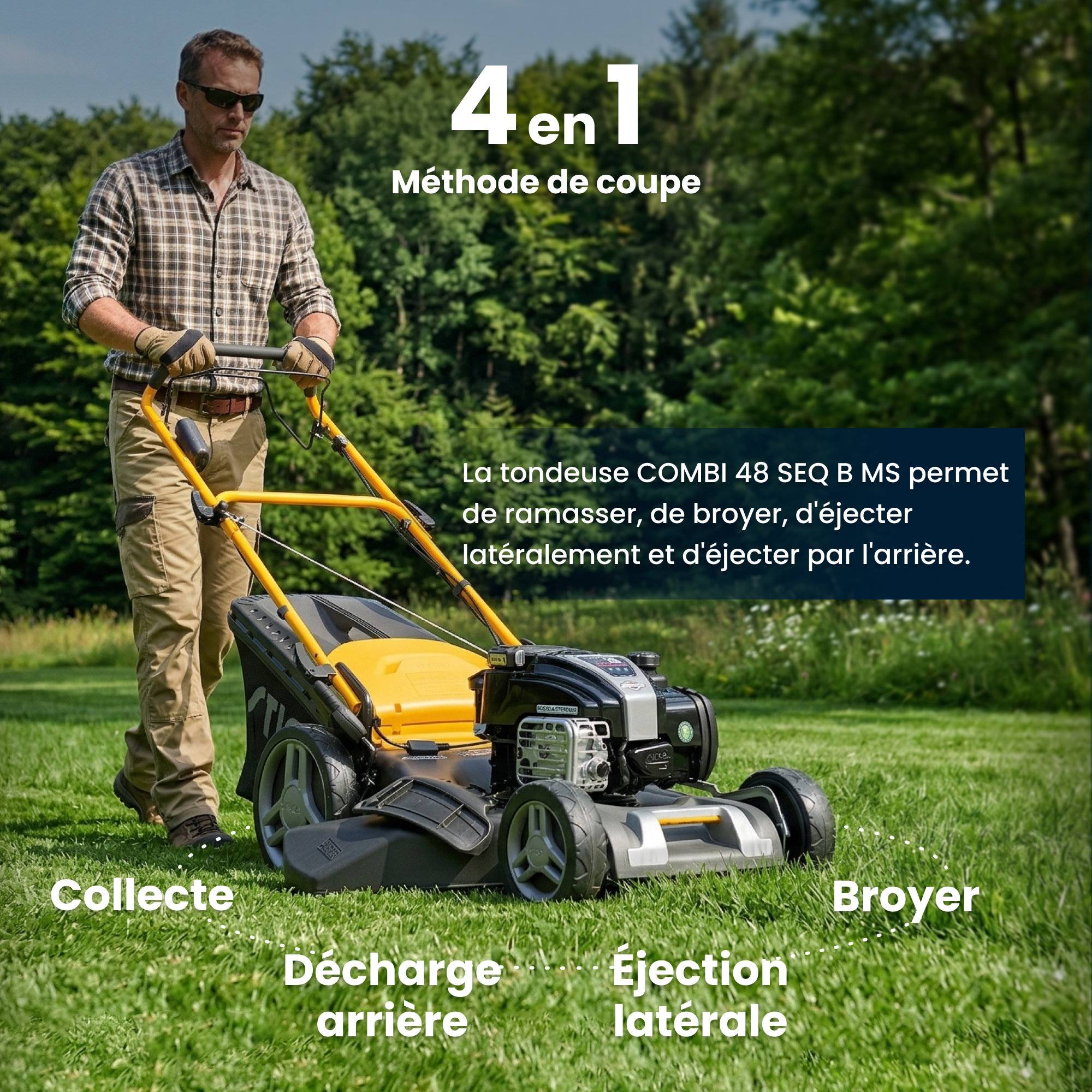 Stiga - Tondeuse thermique autotractée Combi 48 SEQ B MS, Moteur B&S 150 cc, Largeur 46 cm, 4-en-1 avec démarrage électrique - STIGA - Image 5
