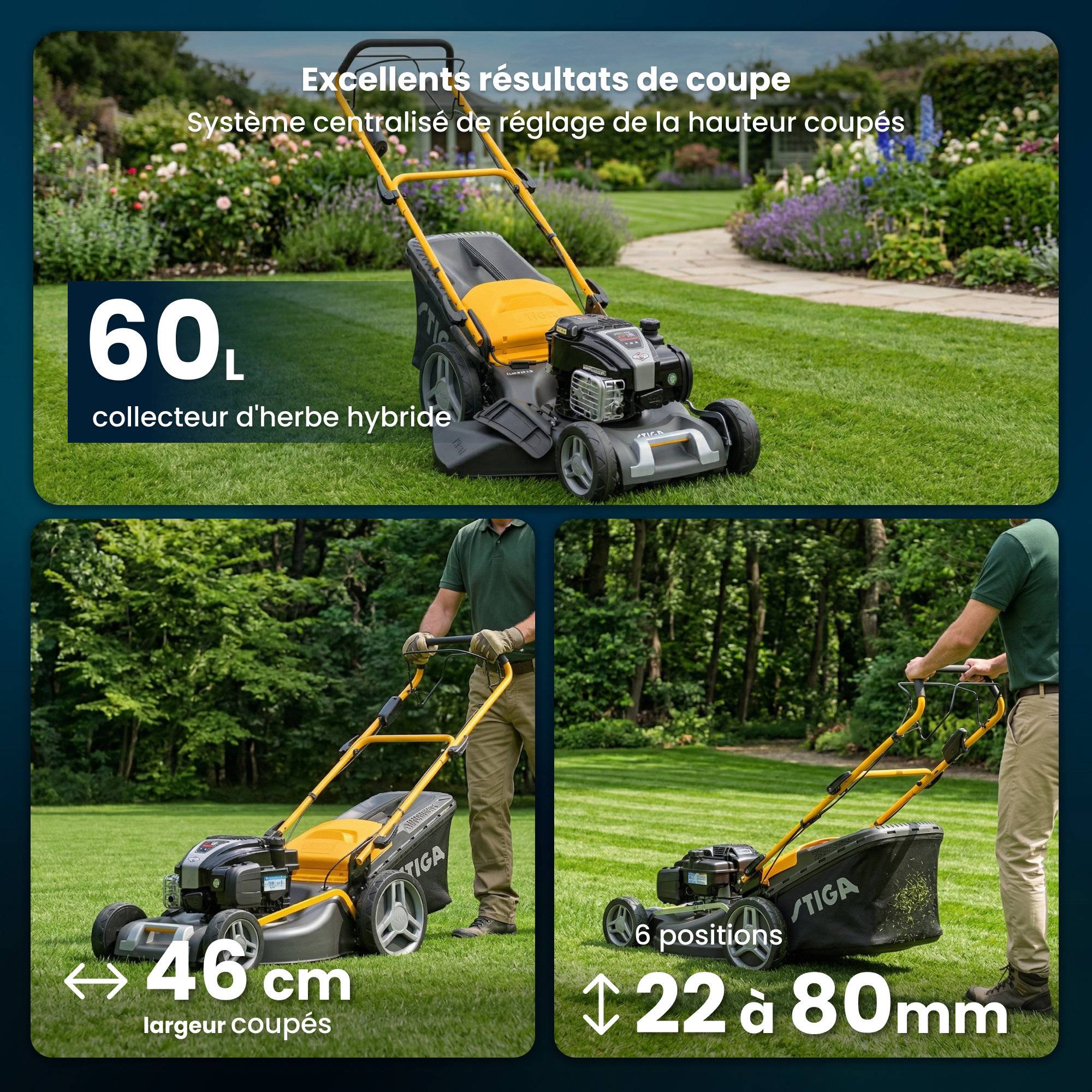 Stiga - Tondeuse thermique autotractée Combi 48 SEQ B MS, Moteur B&S 150 cc, Largeur 46 cm, 4-en-1 avec démarrage électrique - STIGA - Image 4