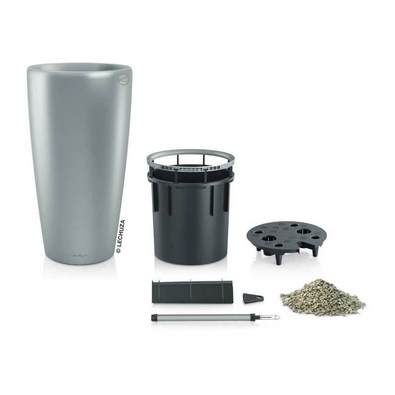 Lechuza - Pot De Fleur Rondo Premium 40 - Lec - Kit Complet - Argent Métallisé - Hauteur 75 Cm - Matieres Polypropylene - Imagen 3