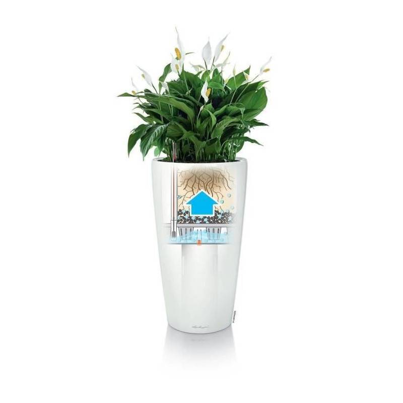 Lechuza - Pot De Fleur Rondo Premium 40 - Lec - Kit Complet - Argent Métallisé - Hauteur 75 Cm - Matieres Polypropylene - Imagen 2