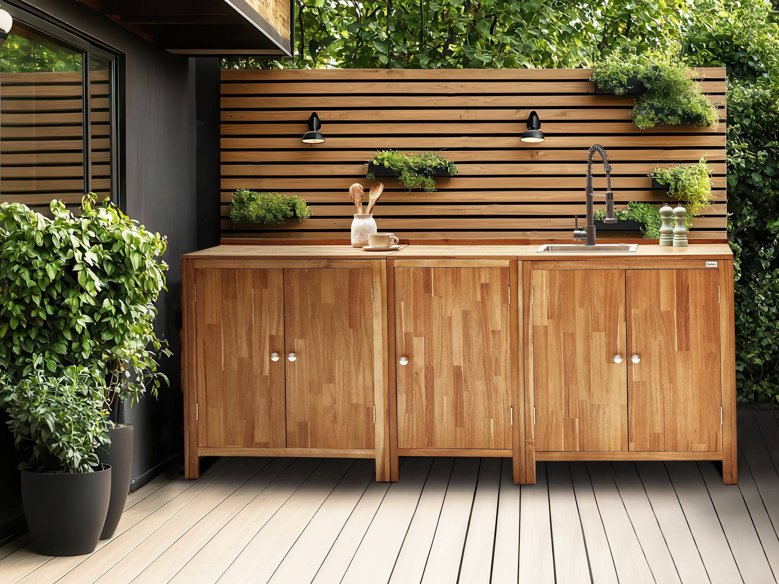 Beliani - Cuisine de jardin Acacia Marron VENOSA - 80x50x90- Beliani - Image 1