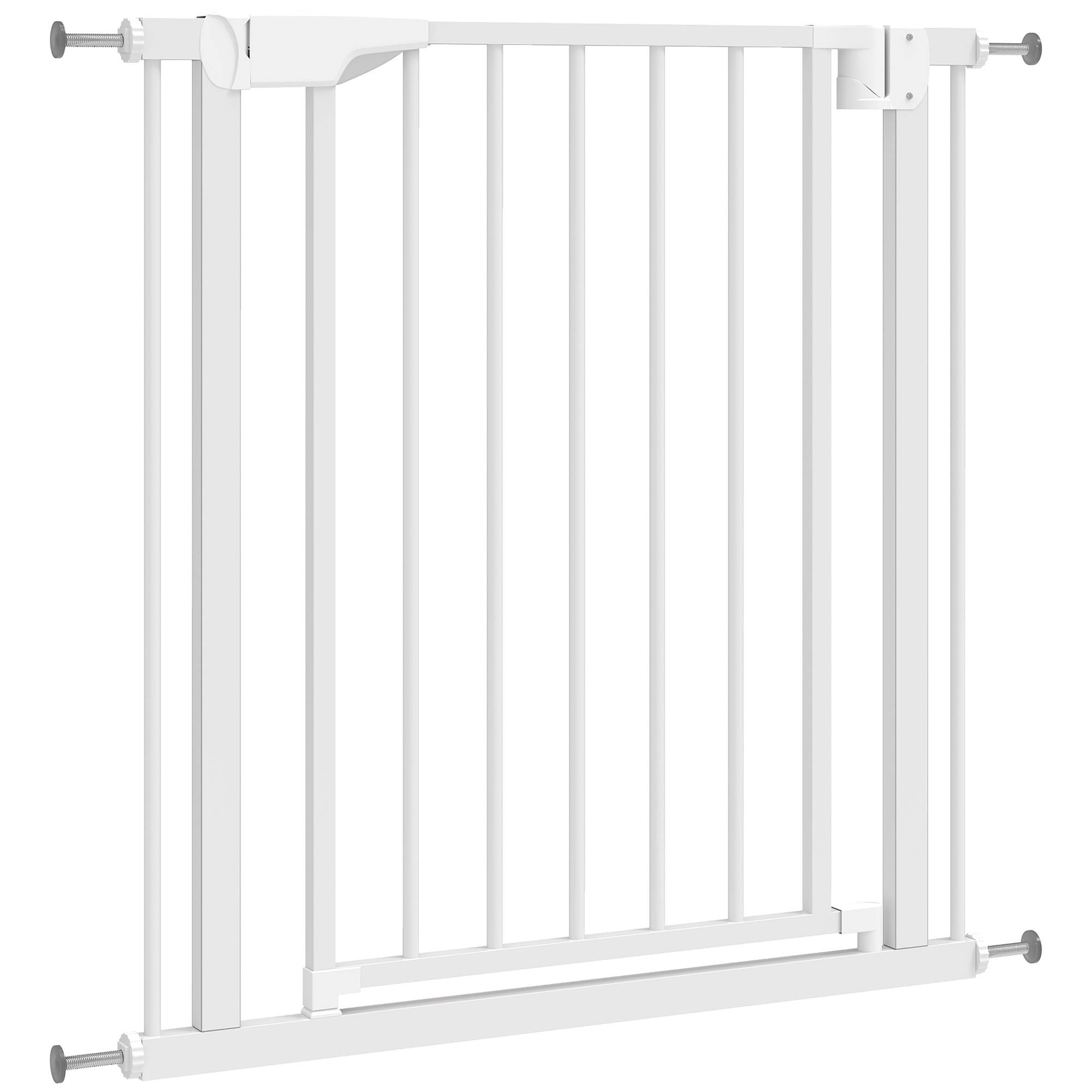 Barrière de sécurité pour enfants et chiens, largeur 76-81 cm, double verrouillage et fermeture automatique, ouverture bidirectionnelle, blanche - Image 2