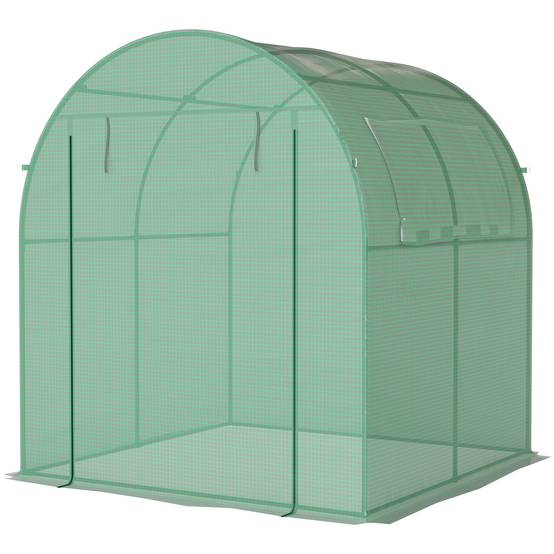 Serre tunnel de jardin 3,24m², serre de jardin tunnel porte et fenêtre enroulables, bâche PE, 180 x 180 x 200 cm, verte - Image 2