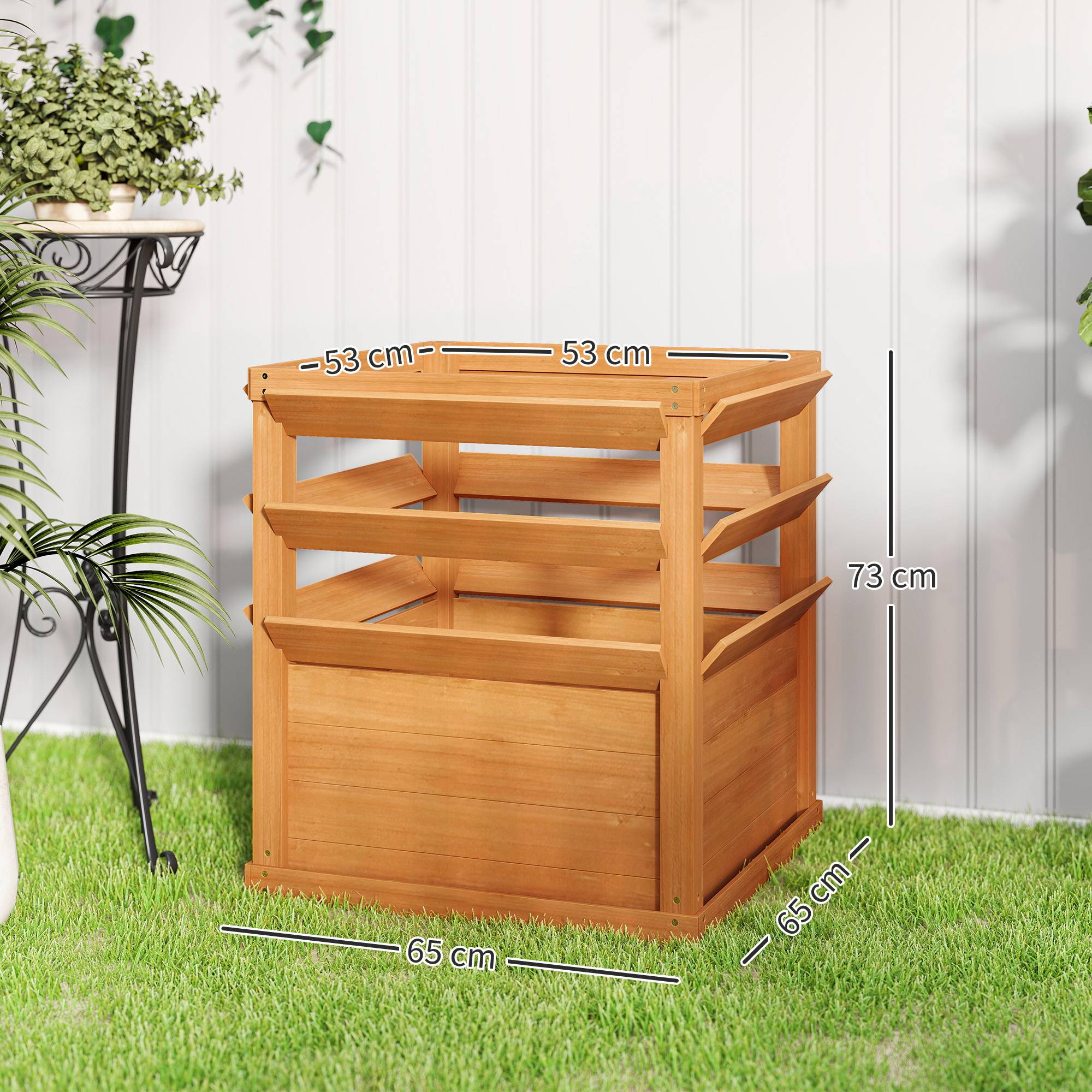 PANGIVO - Jardinière bois marron clair 65 x 65 x 73 cm - PANGIVO - Image 5
