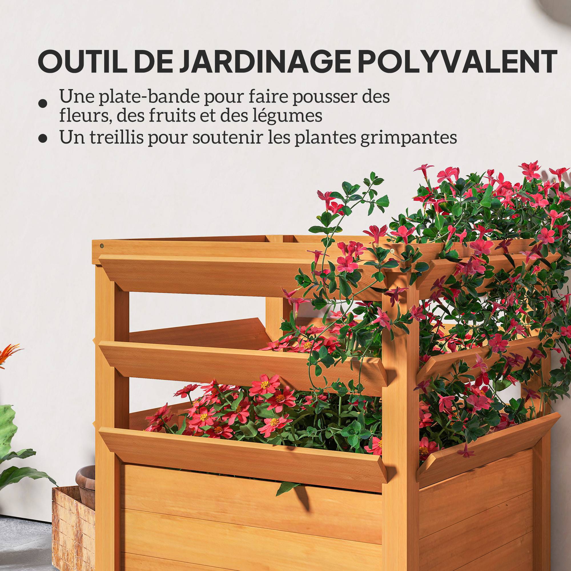 PANGIVO - Jardinière bois marron clair 65 x 65 x 73 cm - PANGIVO - Image 8
