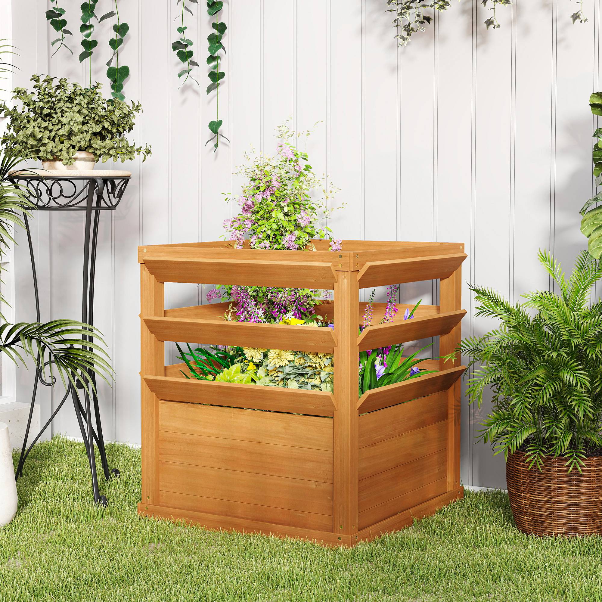 PANGIVO - Jardinière bois marron clair 65 x 65 x 73 cm - PANGIVO - Image 4