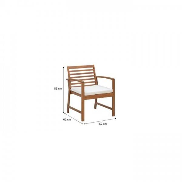 Salon de jardin en bois d'Acacia FSC avec coussins - 2 personnes - Cali - Ecru - Image 6
