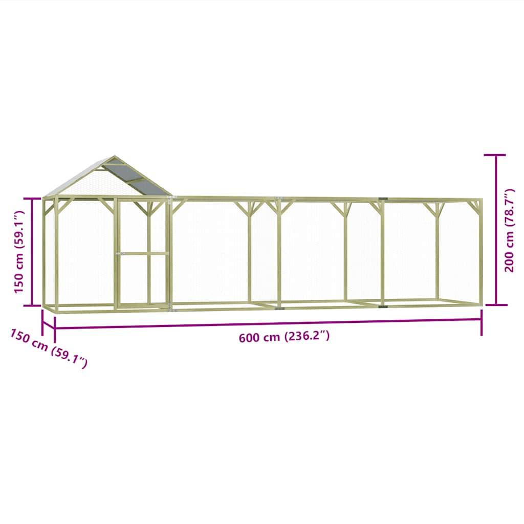 Vidaxl - Poulailler 6x1,5x2 m Pinède imprégnée vidaXL 278402 - Imagen 3