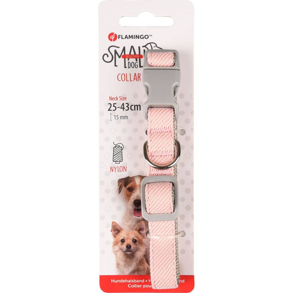 Flamingo - Collier Small dog rose . réglable de 25 à 43 cm x 15 mm. pour chiens. - Imagen 2