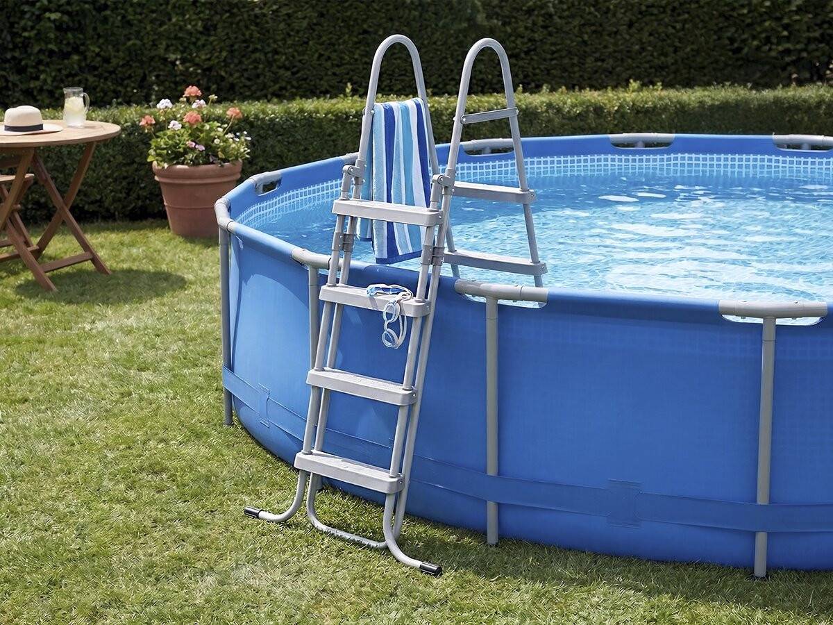 Escalier De Piscine Avec Système De Sécurité Enfant "milo" - Gris -habitat Et Jardin - Image 2