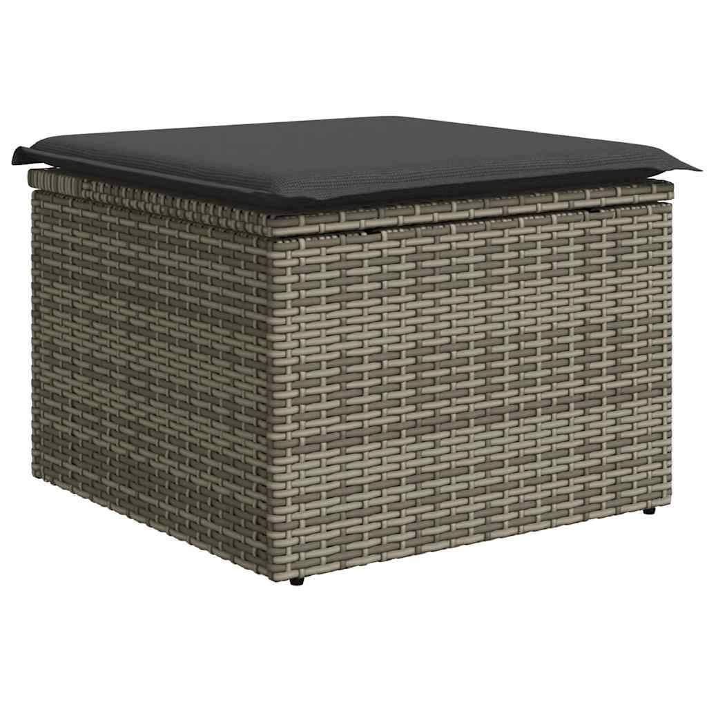 Mobilier de jardin 6 places résine tressée avec pouf de rangement et table relevable Gris – ComfortXL Outdoor Living - Image 6