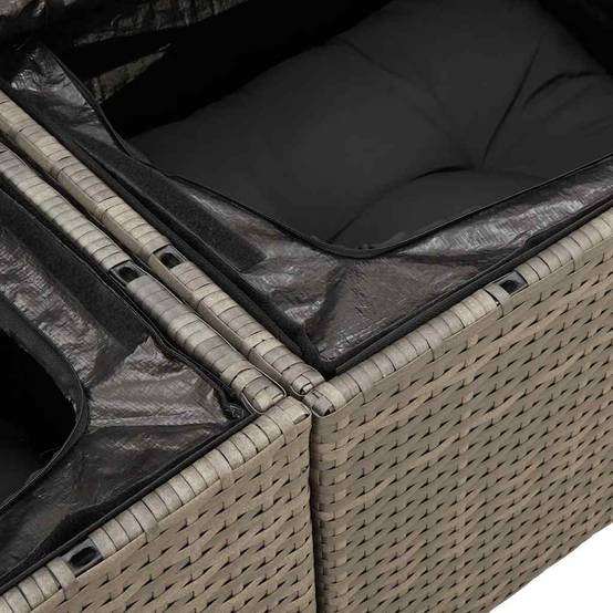 Mobilier de jardin 6 places résine tressée avec pouf de rangement et table relevable Gris – ComfortXL Outdoor Living - Image 5