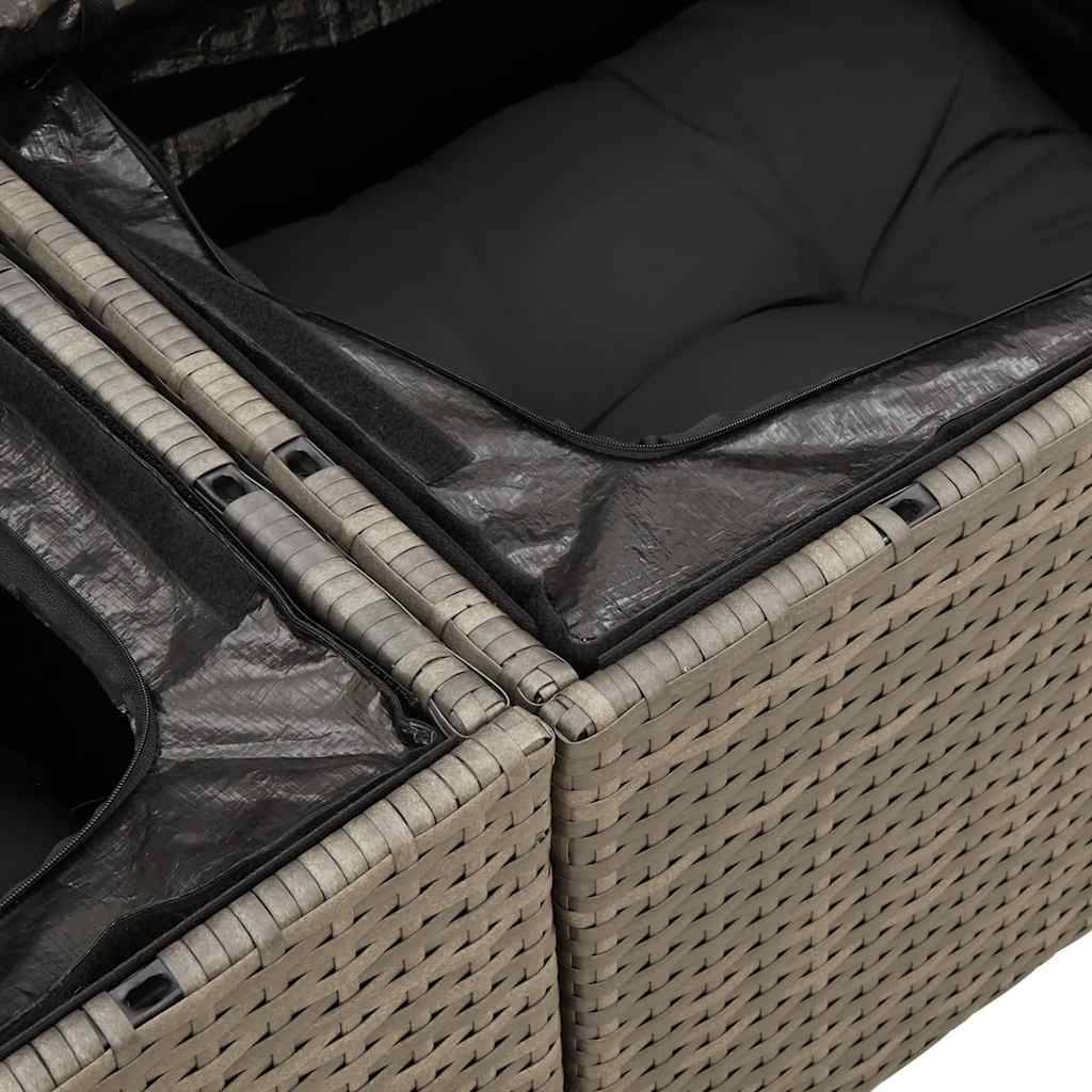 Mobilier de jardin 6 places résine tressée avec pouf de rangement et table relevable Gris – ComfortXL Outdoor Living - Image 5