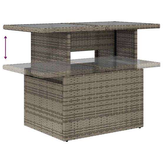 Mobilier de jardin 6 places résine tressée avec pouf de rangement et table relevable Gris – ComfortXL Outdoor Living - Image 9