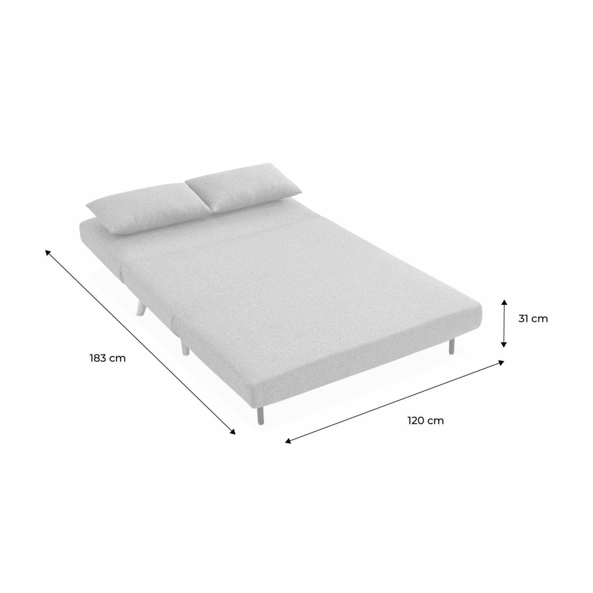 sweeek - Canapé convertible en tissu - Guesta - 2 places scandinave. pieds bois foncé. gris clair. banquette. dossier inclinable | sweeek - Image 5