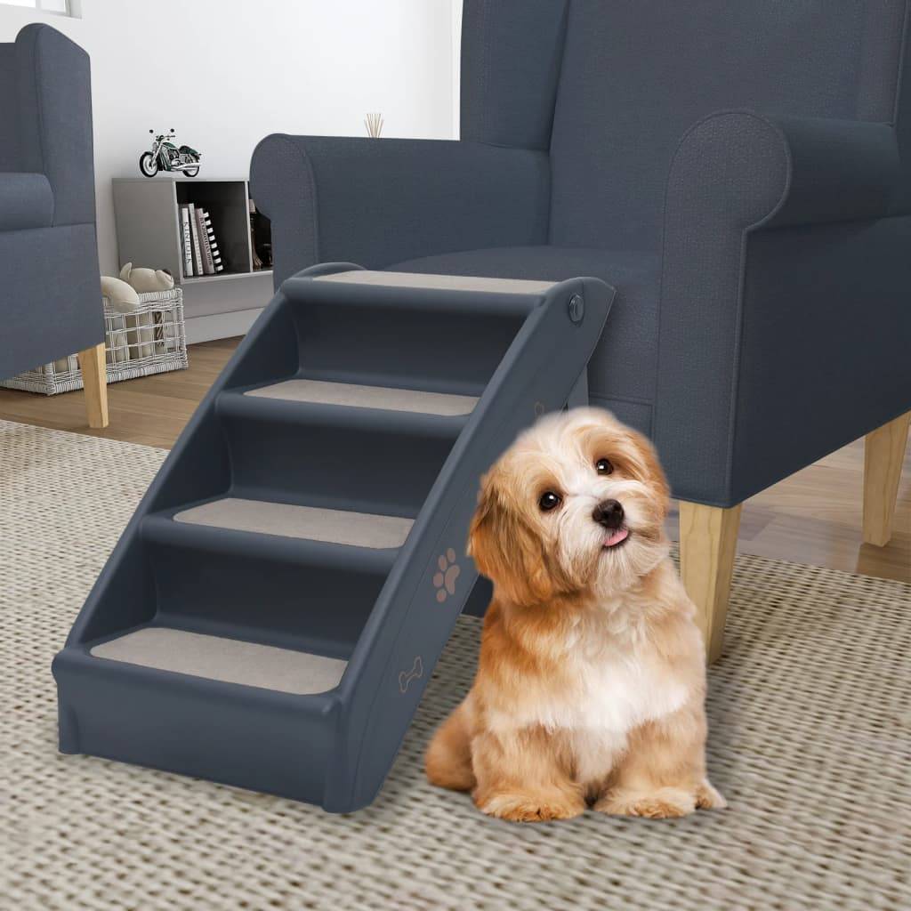 Vidaxl - Escalier pliable à 4 marches pour chiens Gris foncé vidaXL 171172