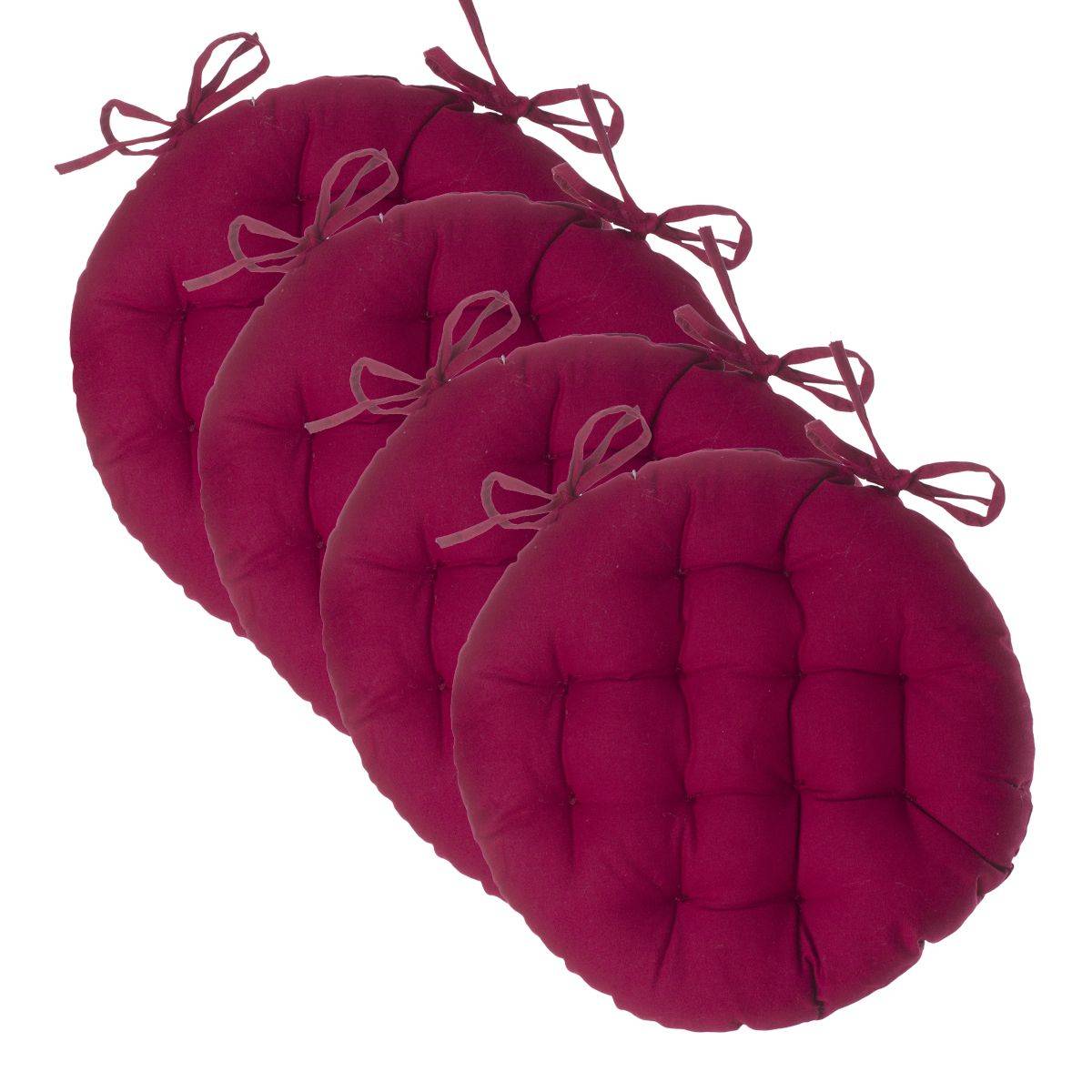 Lot de 4 Galettes de chaise en Coton Rouge D 38 cm - Imagen 1