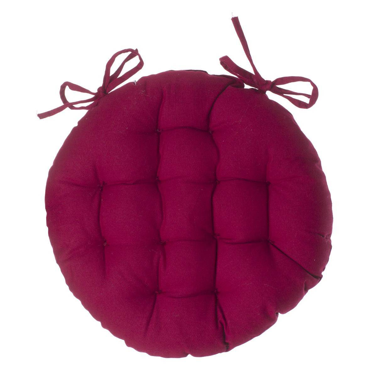 Lot de 4 Galettes de chaise en Coton Rouge D 38 cm - Imagen 3
