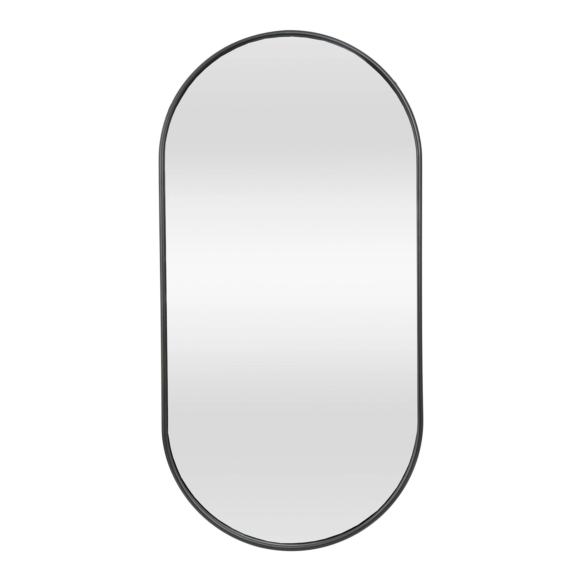 Helloshop26 - Miroir mural ovale 40 x 80 cm noir mat - Image 2