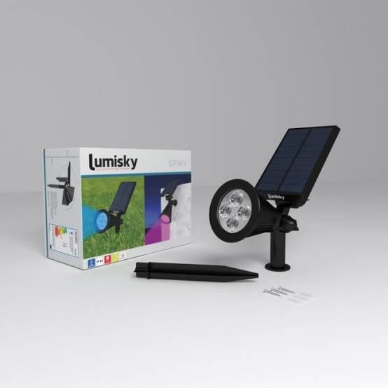 Lumisky - Pack de 2 Spots solaires extérieur étanches - LUMISKY - 4 LEDs colorées RGB - 200 Lumens - Tete pivotante a 90°C - Image 4